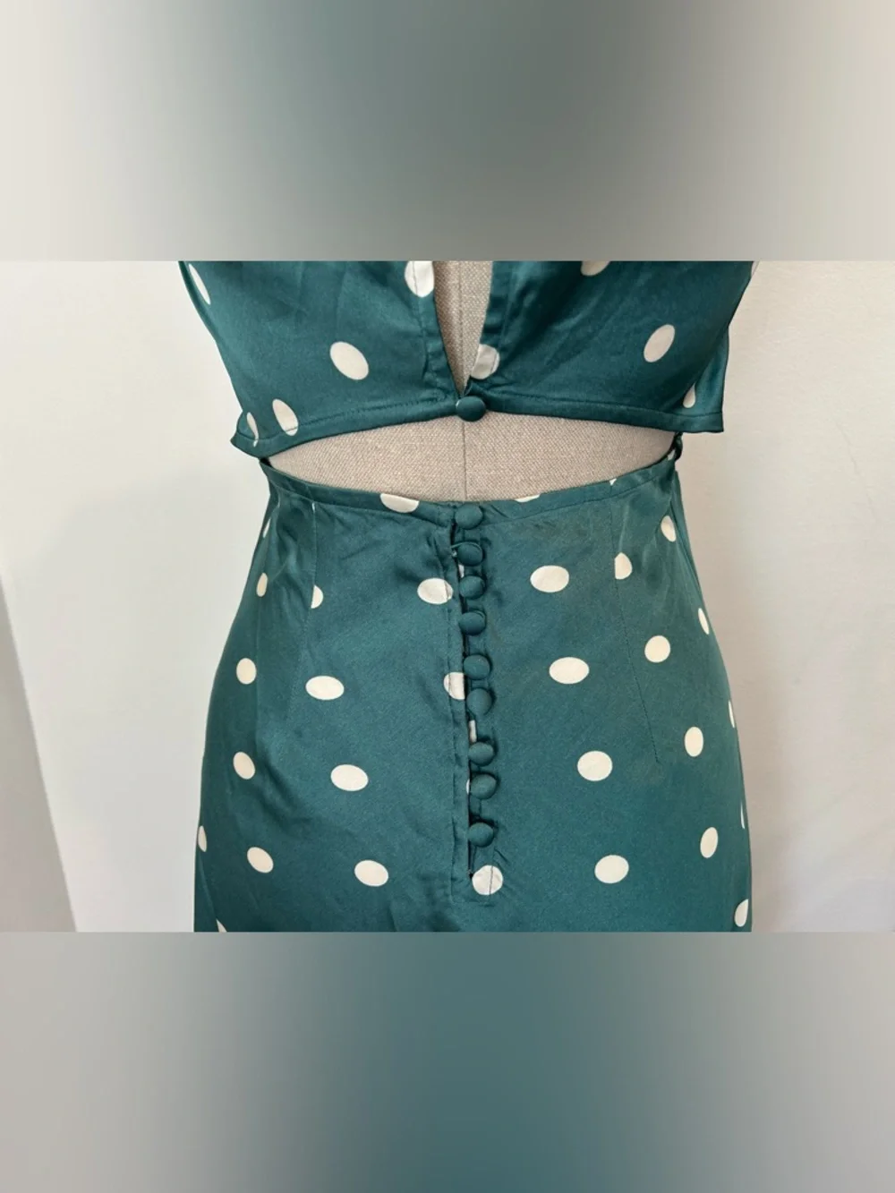 Free People Teal Green Polka Dot Midi Dress